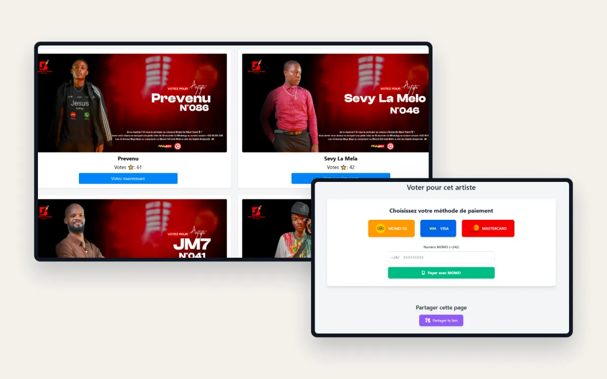 Brazza Na Ndulé Talent · Plateforme de vote en ligne