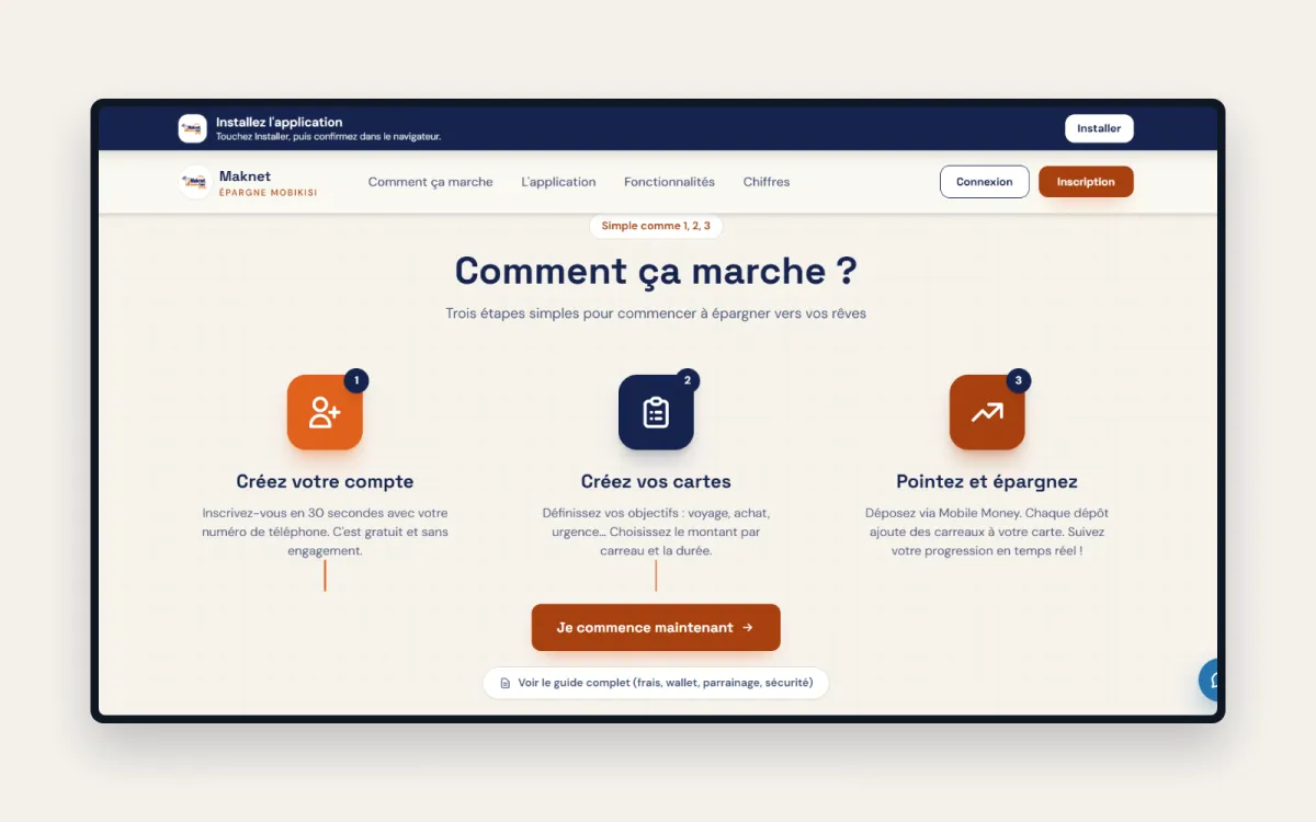 Maknet Épargne Digitale · Application d’épargne mobile